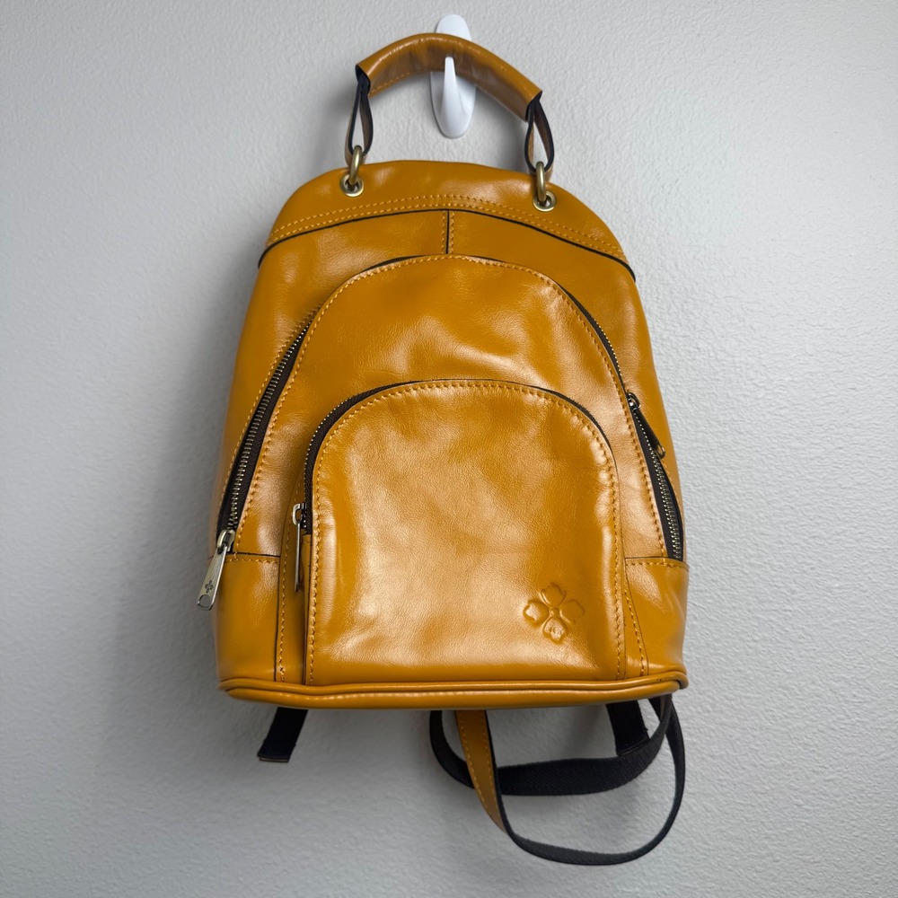 Patricia Nash Alencon Small Backpack Mustard Yellow Leather Adjustable Straps